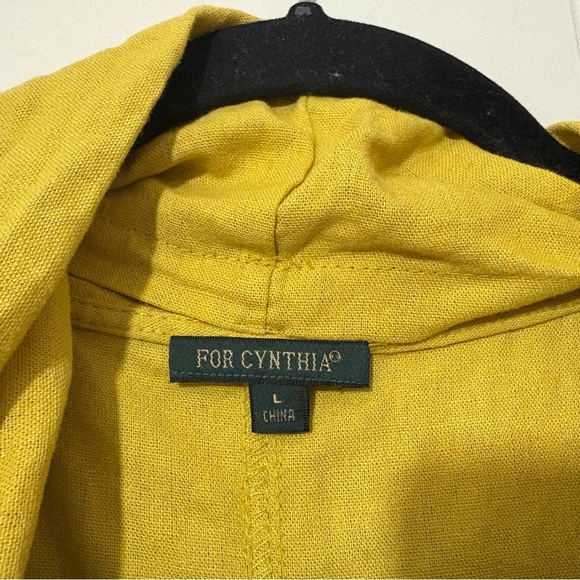 For Cynthia Rowley Linen Blend Dress Womens High Low Boho Yellow Size L - Picture 3 of 5